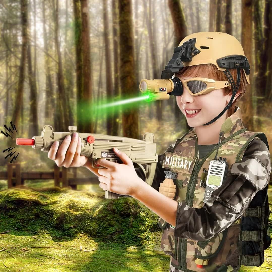 deAO army costume tactical helmet for safe, realistic soldier pretend play