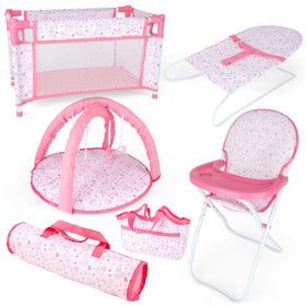 deAO baby doll crib pink for realistic naptime pretend play