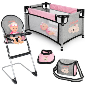 deAO baby doll high chair provides sturdy seating during meals and role-play