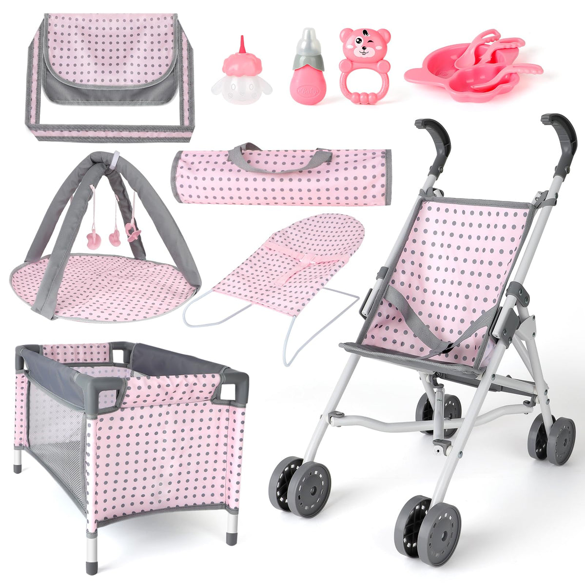 deAO baby doll stroller for imaginative play and easy transport