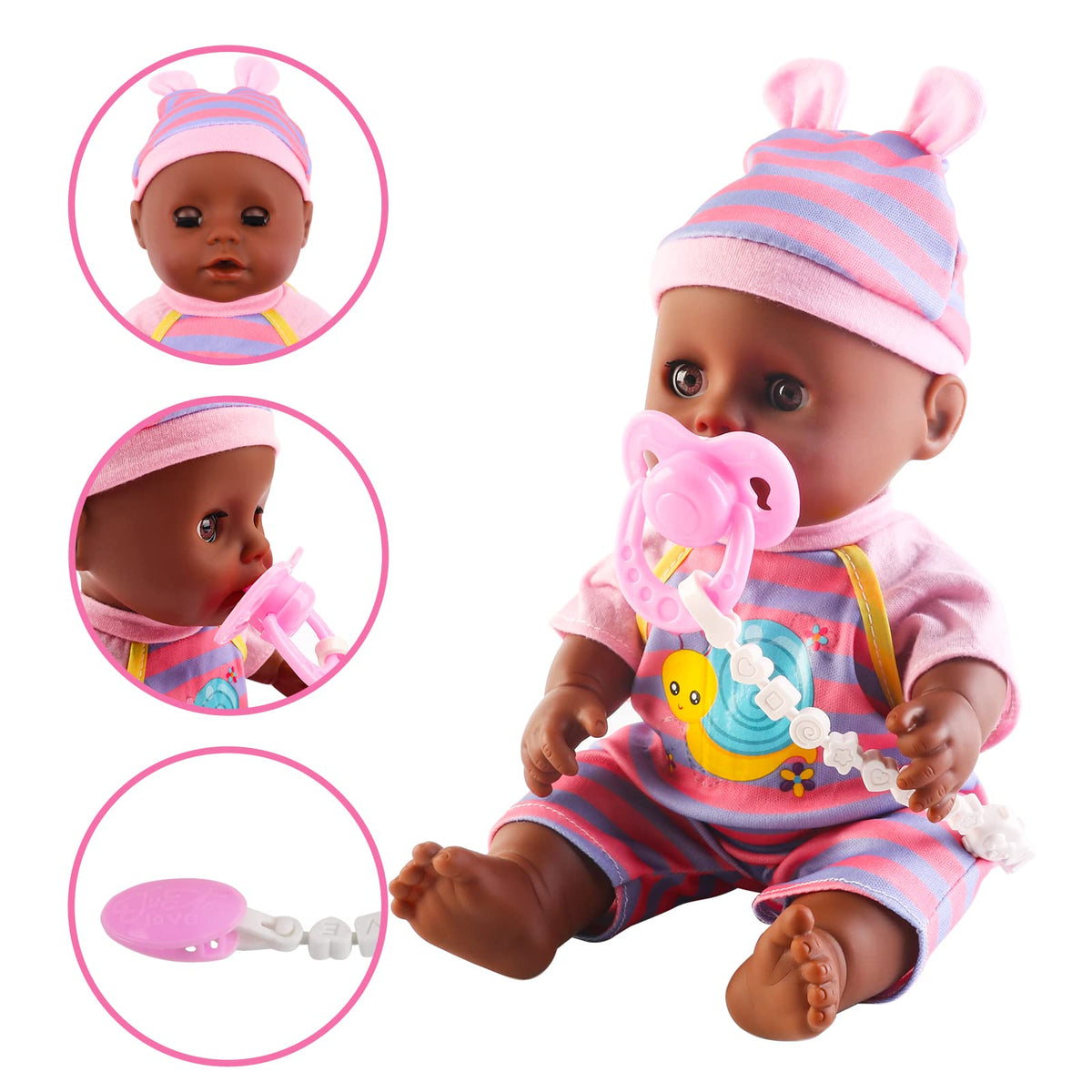 deAO Black Baby Doll Set mobile and potty scene for bedtime care