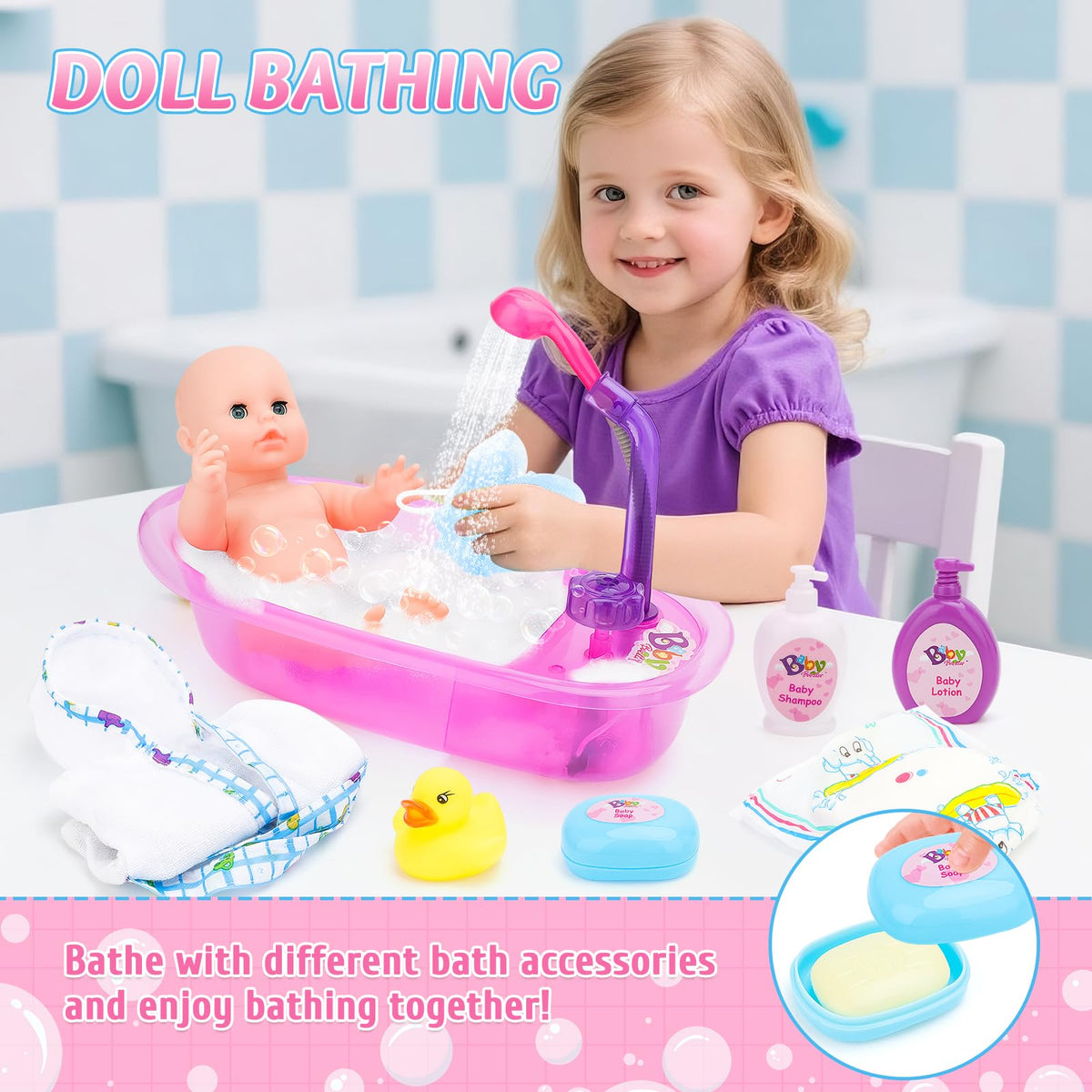 deAO detachable showerhead for lifelike rinsing during play
