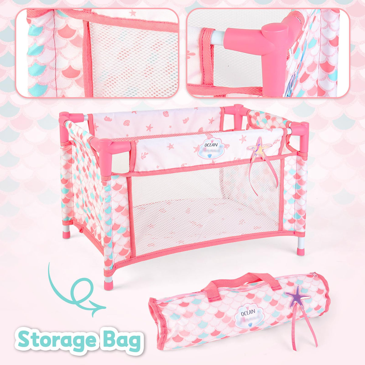 deAO doll bed offers a cozy resting spot for small dolls during stories.