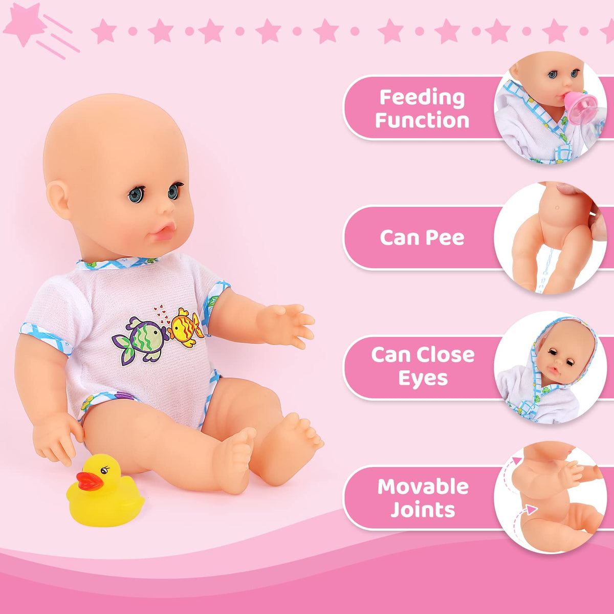 deAO removable doll clothes for dressing and drying after bath.