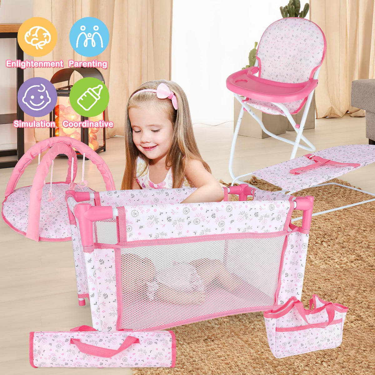 deAO doll swing pink enables soothing pretend care