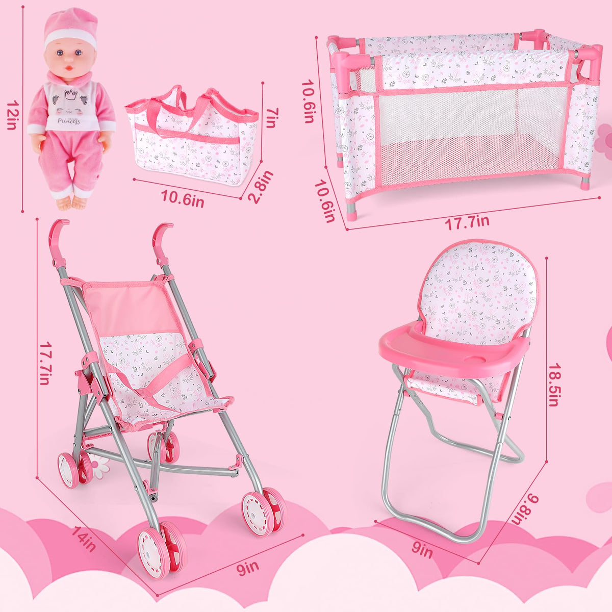 DeAO foldable stroller offers compact storage and travel convenience for play days.