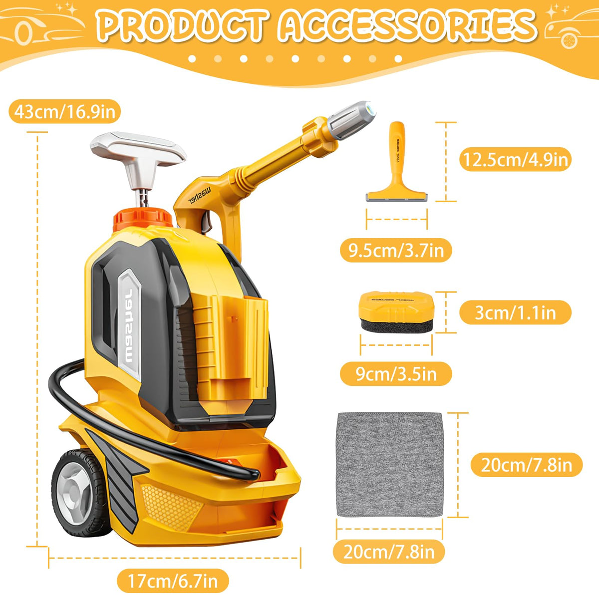 DeAO Kids Clean Car Wash Toy uses BPA-free ABS plastic for safe play.
