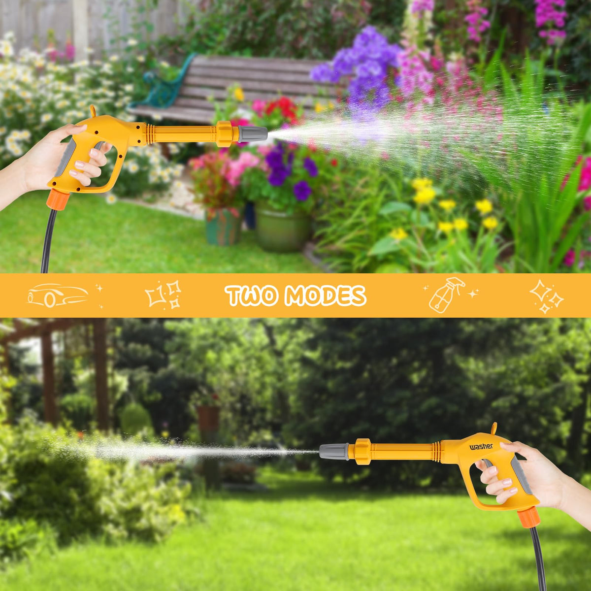 DeAO Kids Clean Car Wash Toy features rotatable nozzle for spray variety.