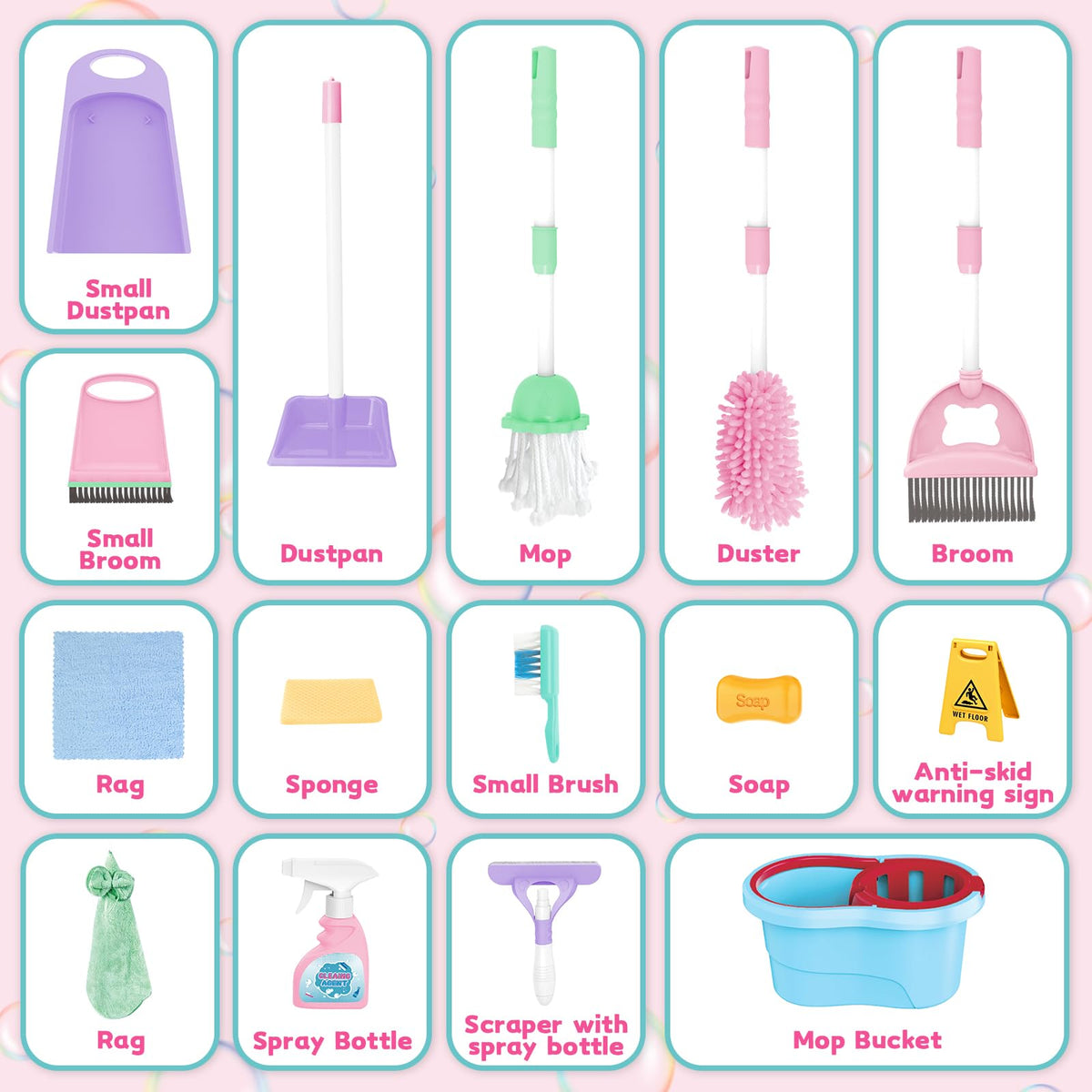 deAO kids broom and mop set promotes hands-on cleaning pretend play