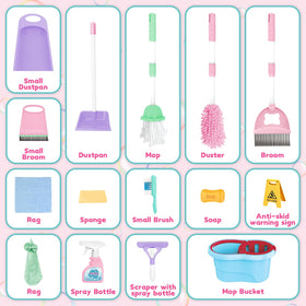 deAO kids broom and mop set promotes hands-on cleaning pretend play
