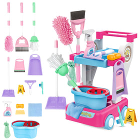 deAO kids cleaning set cart front view for imaginative play and tidy routines