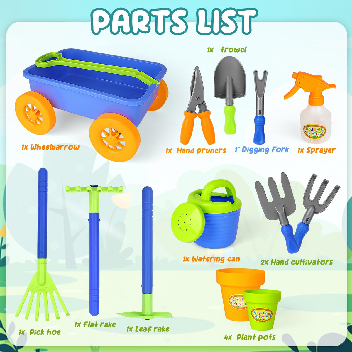 deAO Kids Gardening Tools Set, complete for imaginative outdoor exploration