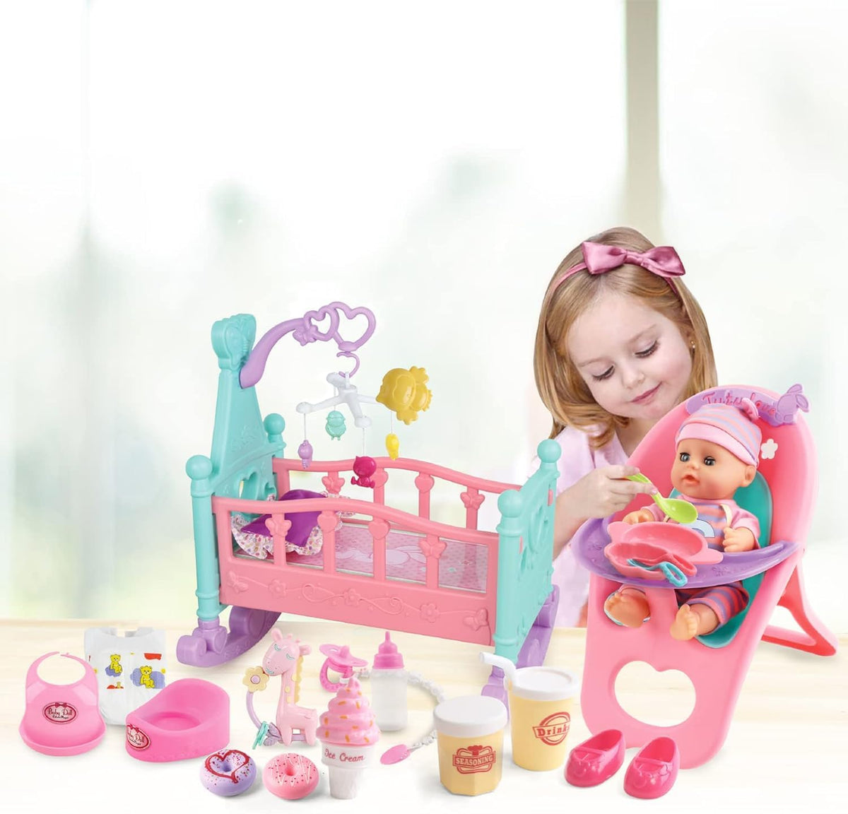 deAO miniature baby doll mobile setup inspires bedtime storytelling and fine motor engagement.