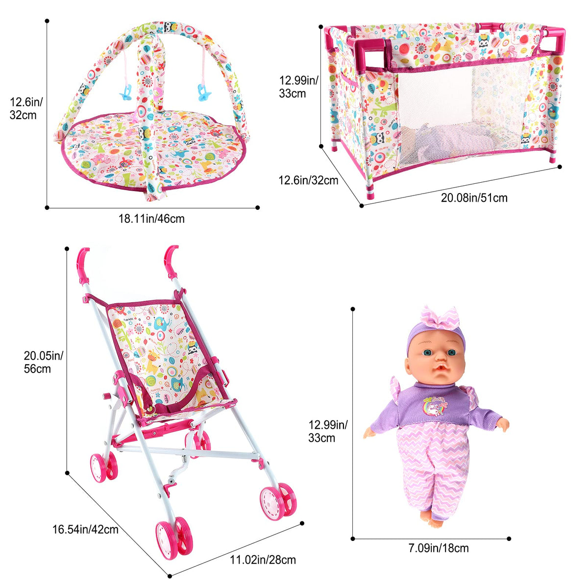 deAO nursery role play pack offers complete caregiving play options.