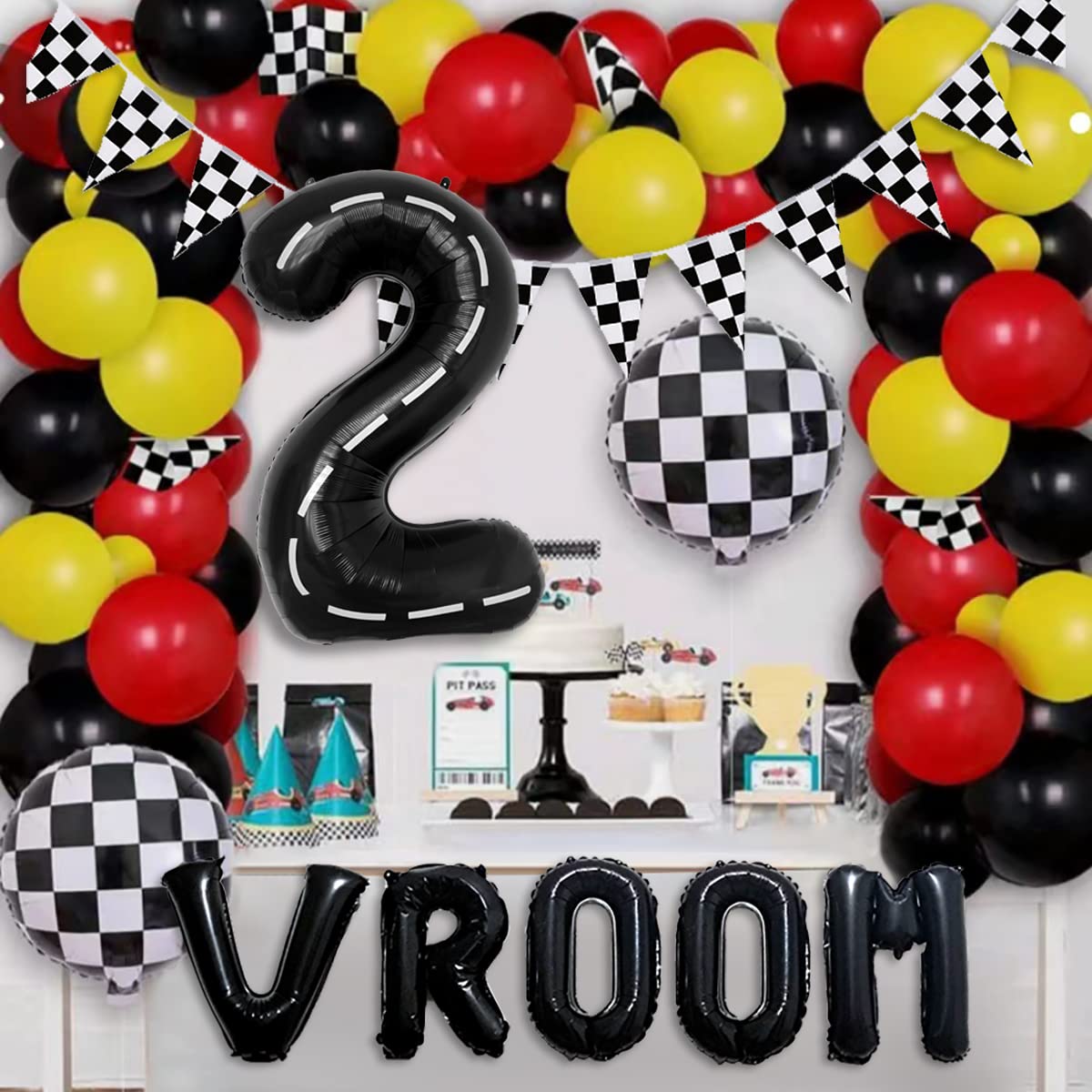 Deapeick 16-inch VROOM balloons to accent speed-themed decor