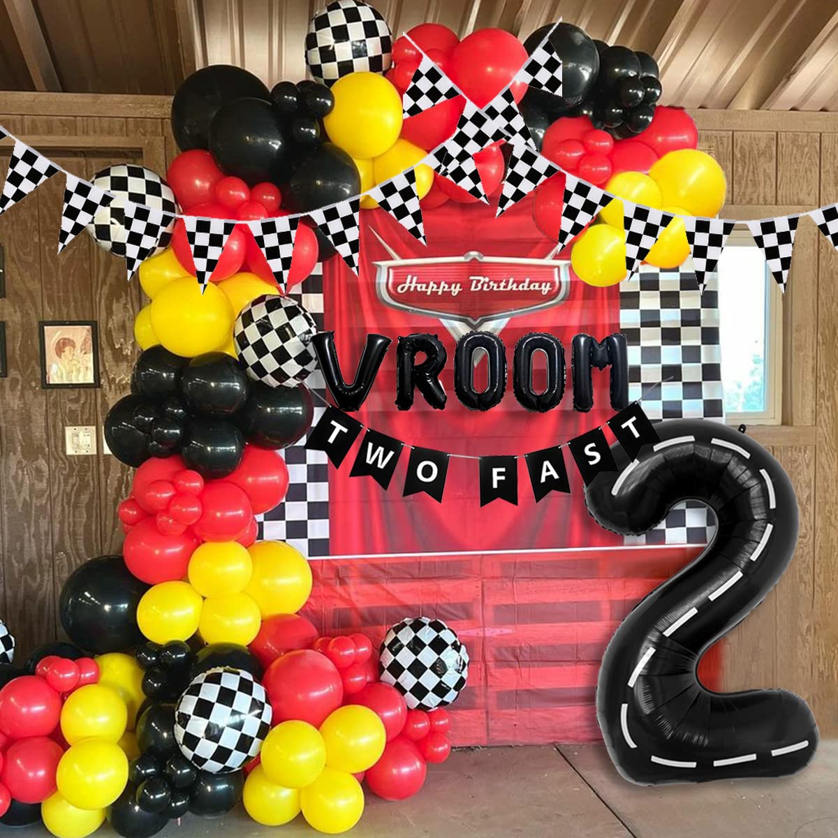 DEAPEICK race car arch banner for a bold party entrance and themed backdrop