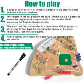 Deartisan baseball board game tabletop play on a coffee table during a holiday gathering.