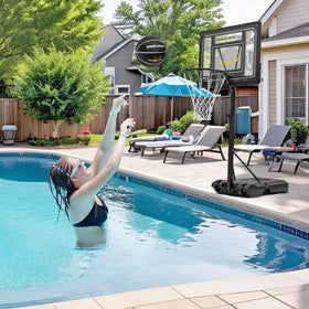 DEBERG shatterproof backboard close-up showing durable outdoor construction
