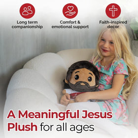 DECCED Jesus Plush Doll embroidered features and soft fabric for comforting moments.