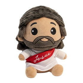 DECCED Jesus Plush Doll face detail with embroidered features for a warm display.