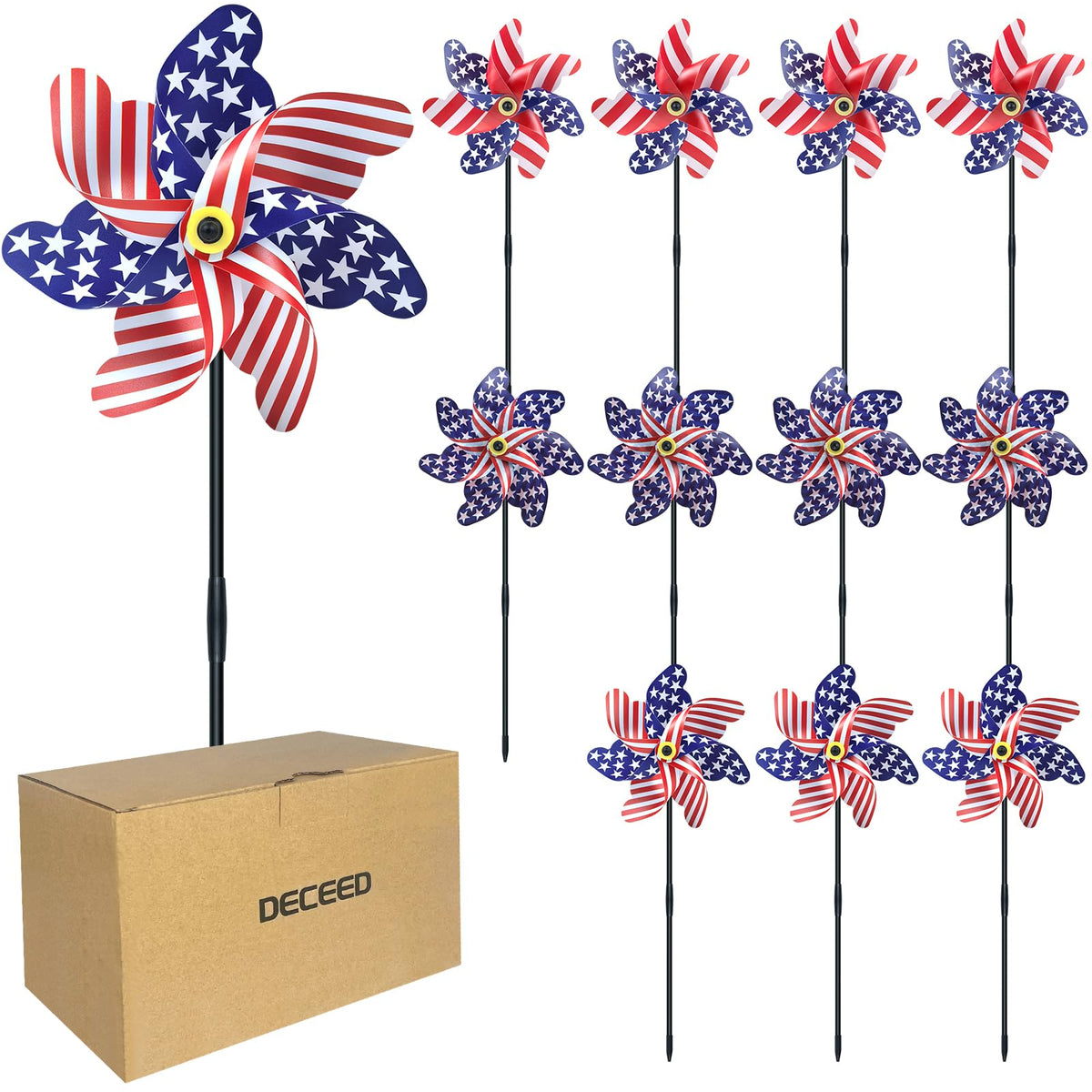 DECEED patriotic pinwheels collection for lawn decor and events