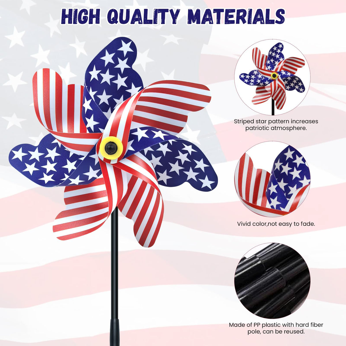 DECEED pinwheels with durable stakes ready for outdoor setup