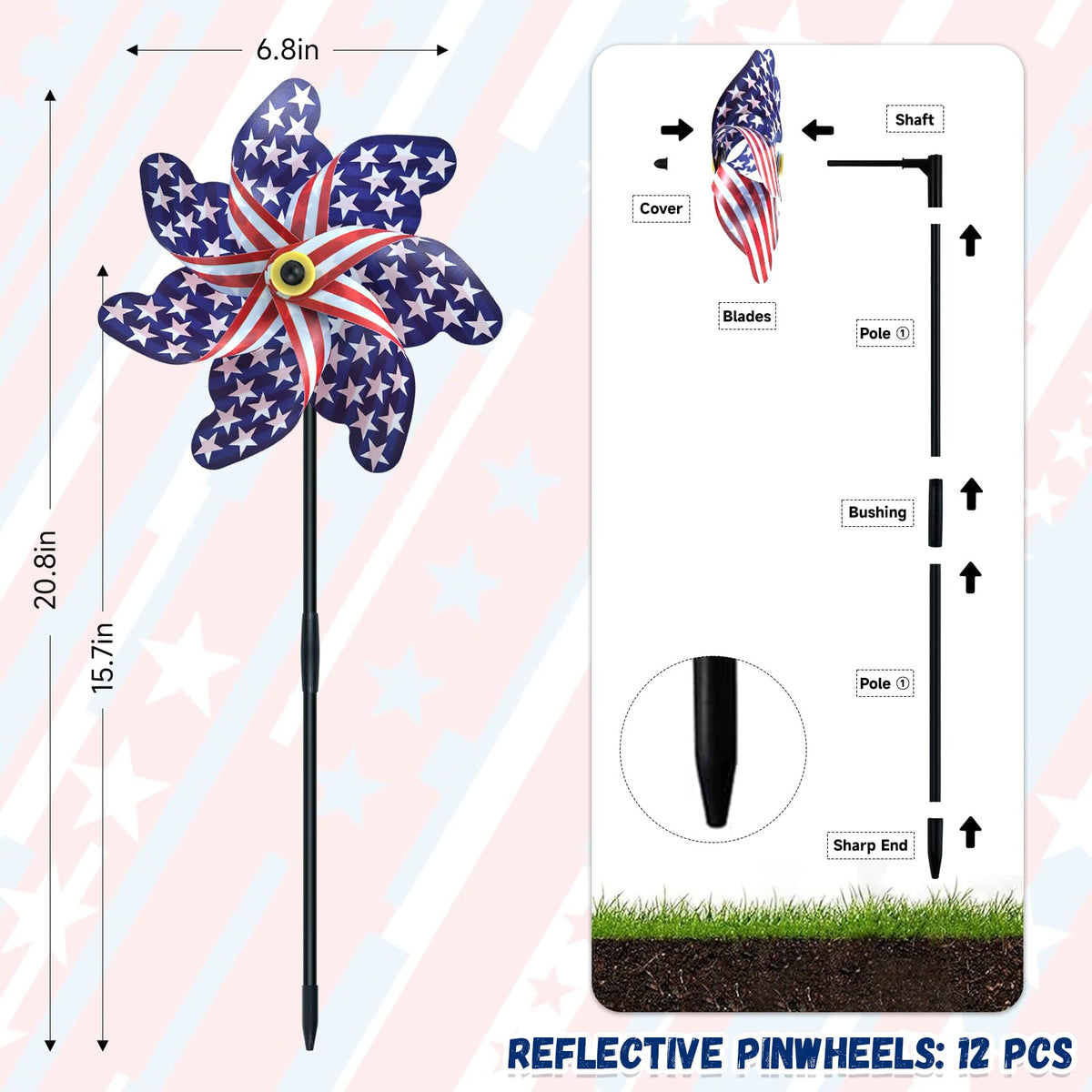 DECEED pinwheels star-stripe pattern variant B spinning in sun