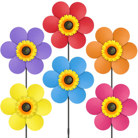 DECEED sunflower wind spinner assembly highlights bright garden color and simple setup.