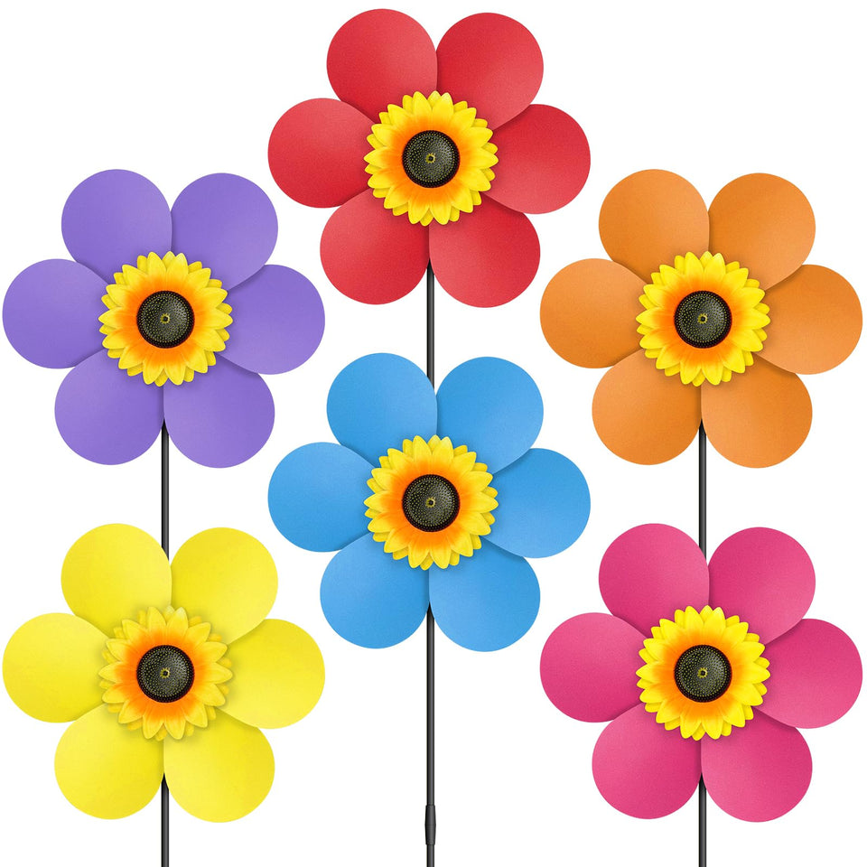 DECEED sunflower wind spinner assembly highlights bright garden color and simple setup.