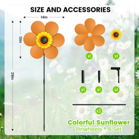 DECEED sunflower wind spinner poles offer sturdy support for long-lasting outdoor display.