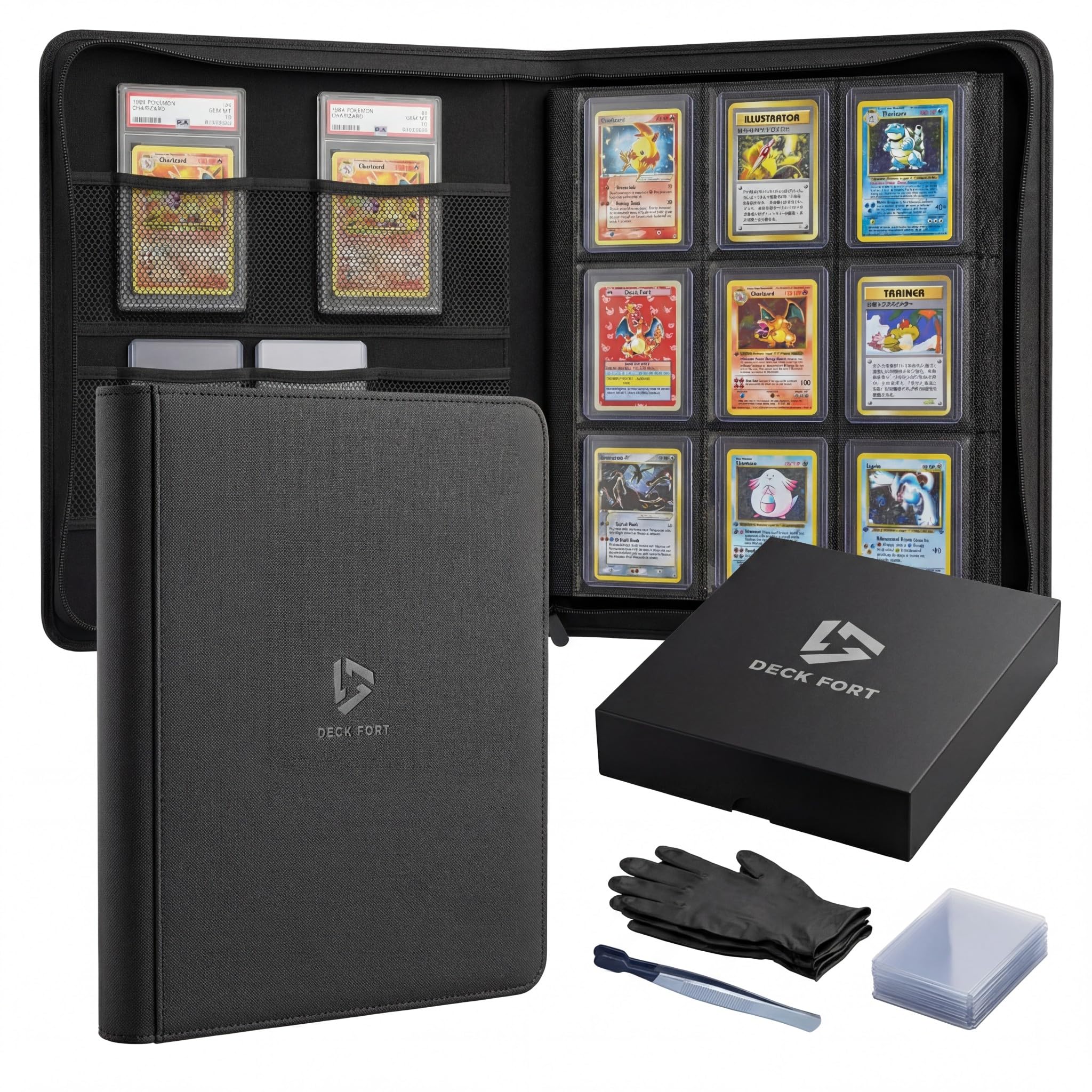 Deck Fort Toploader Binder 9-Pocket: 360 Toploaders, Gift Box Bundle w ...