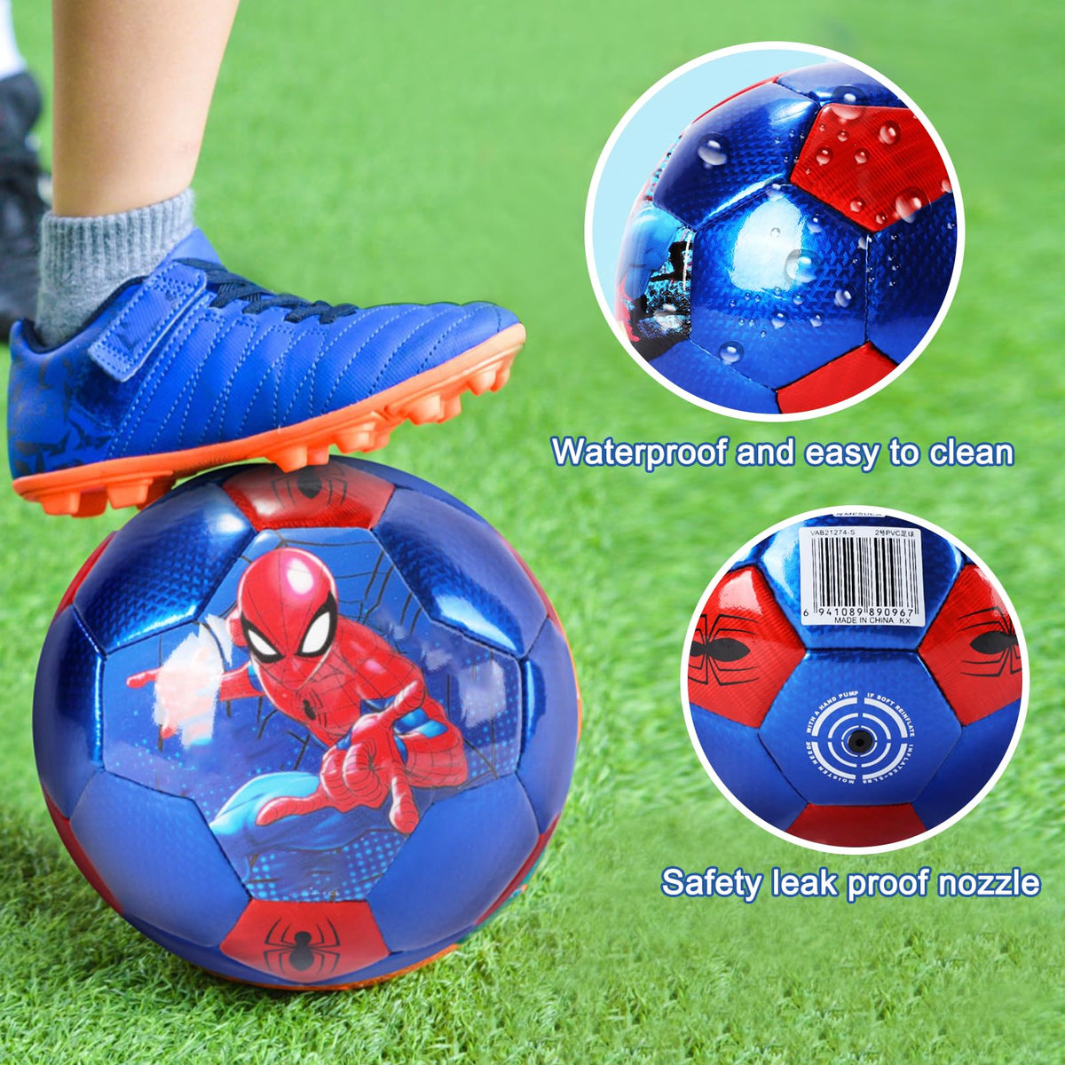 DECLIR size 4 kids soccer ball made from durable rubber for long-lasting play.