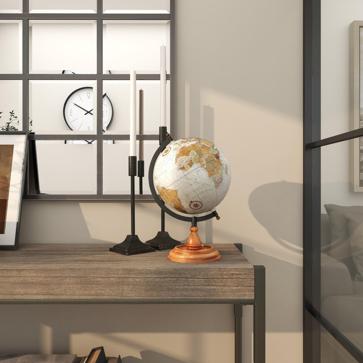 Deco 79 8-inch globe diameter on mango wood stand