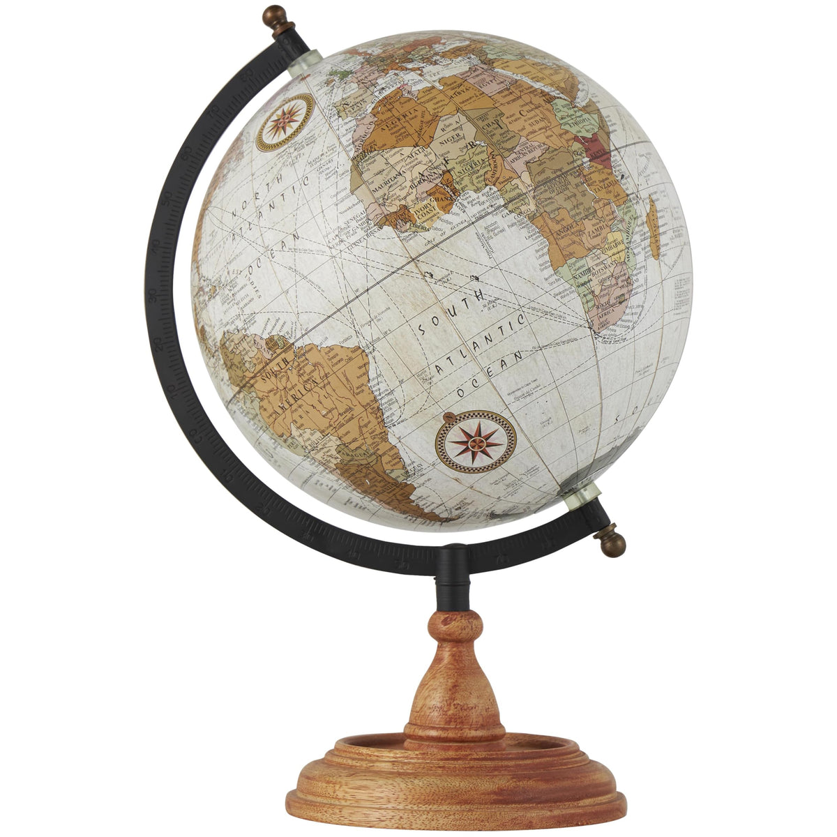 Deco 79 mango wood globe base with warm grain for a sturdy display piece
