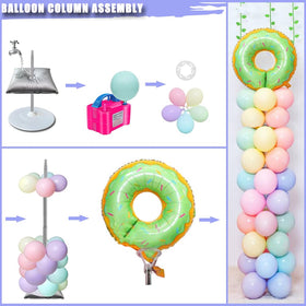 Decojoy stainless-steel balloon tower offers durable, scratch-resistant construction.