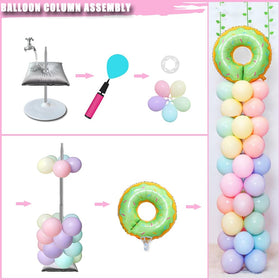 Decojoy tall balloon tower setup creates an impressive party display
