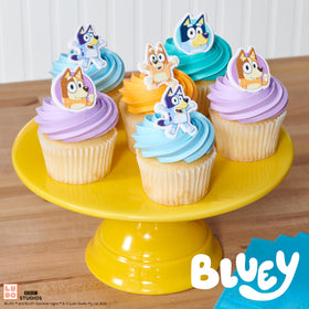 DecoPac Bluey rings are perfect for cupcakes, muffins, donuts, or a celebration cake.