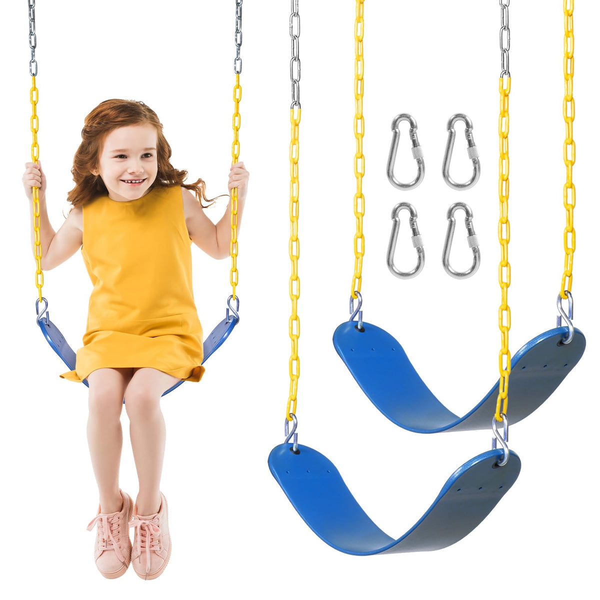 Decorlife 2-pack swing seats for backyard install with non-slip EVA design.