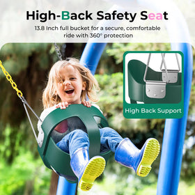 DECORLIFE toddler swing with plastic-coated chains for safe, corrosion-resistant use