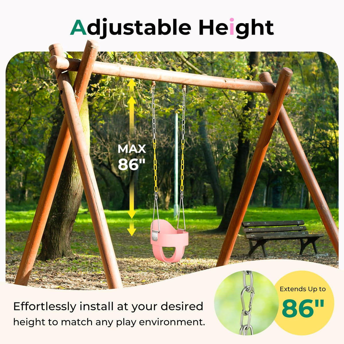 DECORLIFE pink easy-install swing for quick backyard use