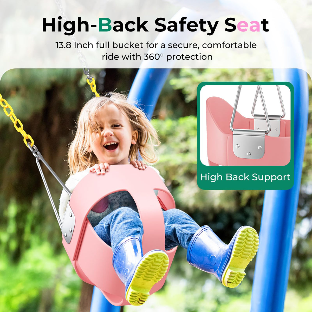 DECORLIFE pink wide basket Swing seat for growing toddlers