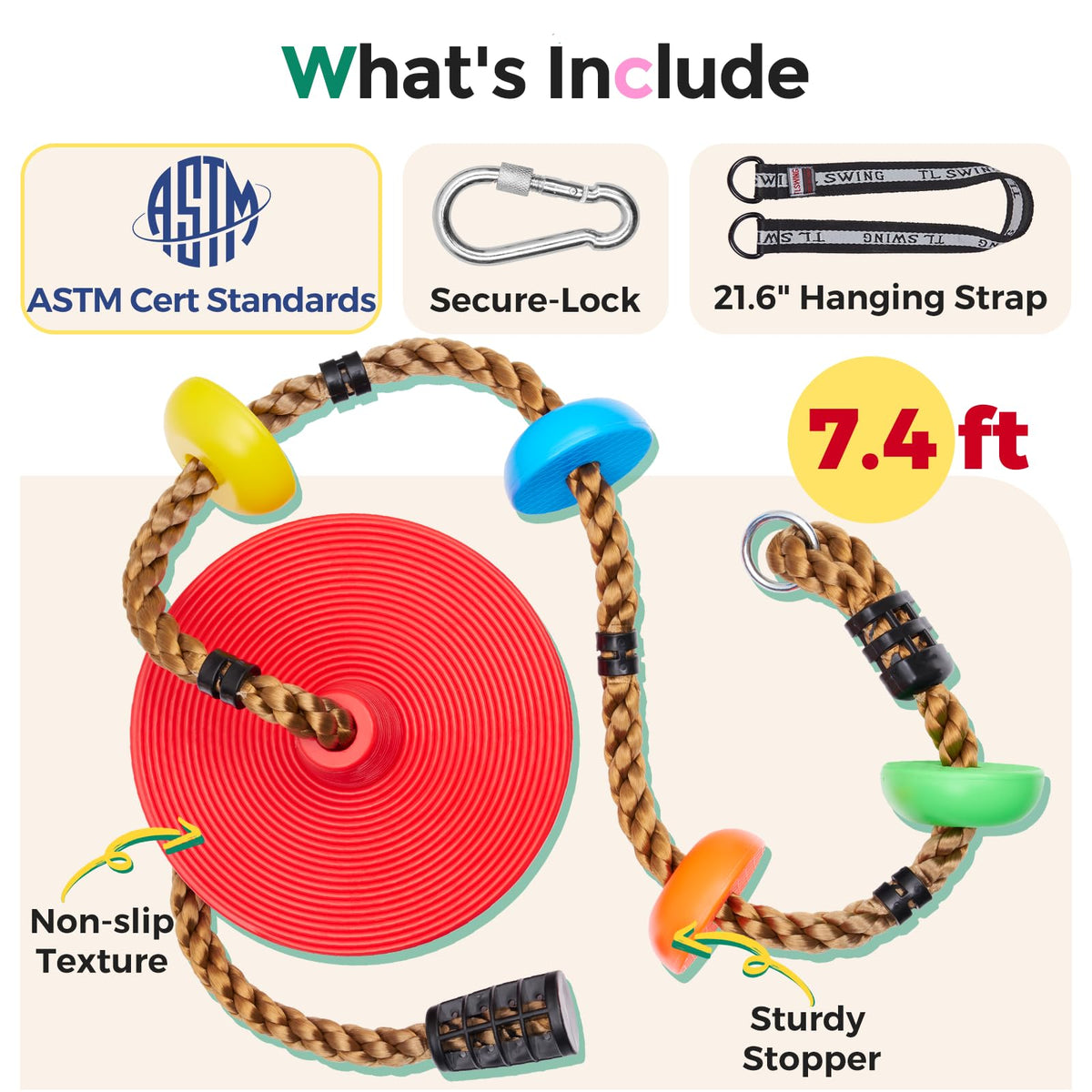 Decorlife tree-swing-disc-seat-closeup: comfortable disc seat for smooth swinging