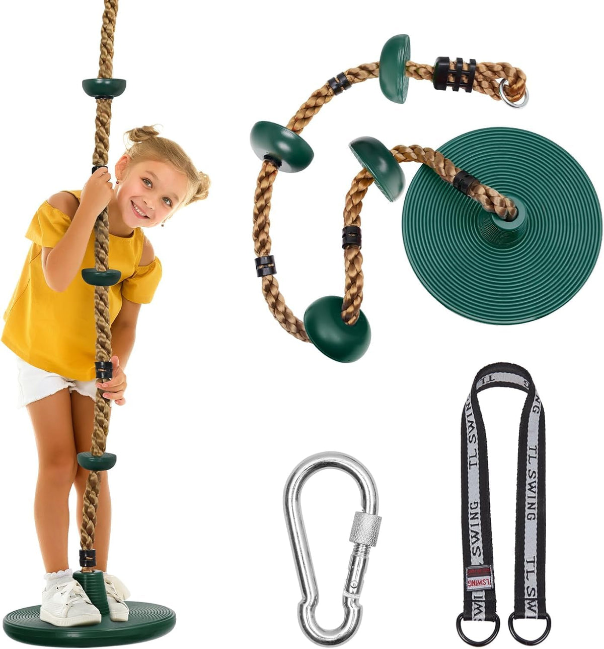 DECORLIFE tree swing with disc seat for kids, inviting backyard play and active outdoor fun