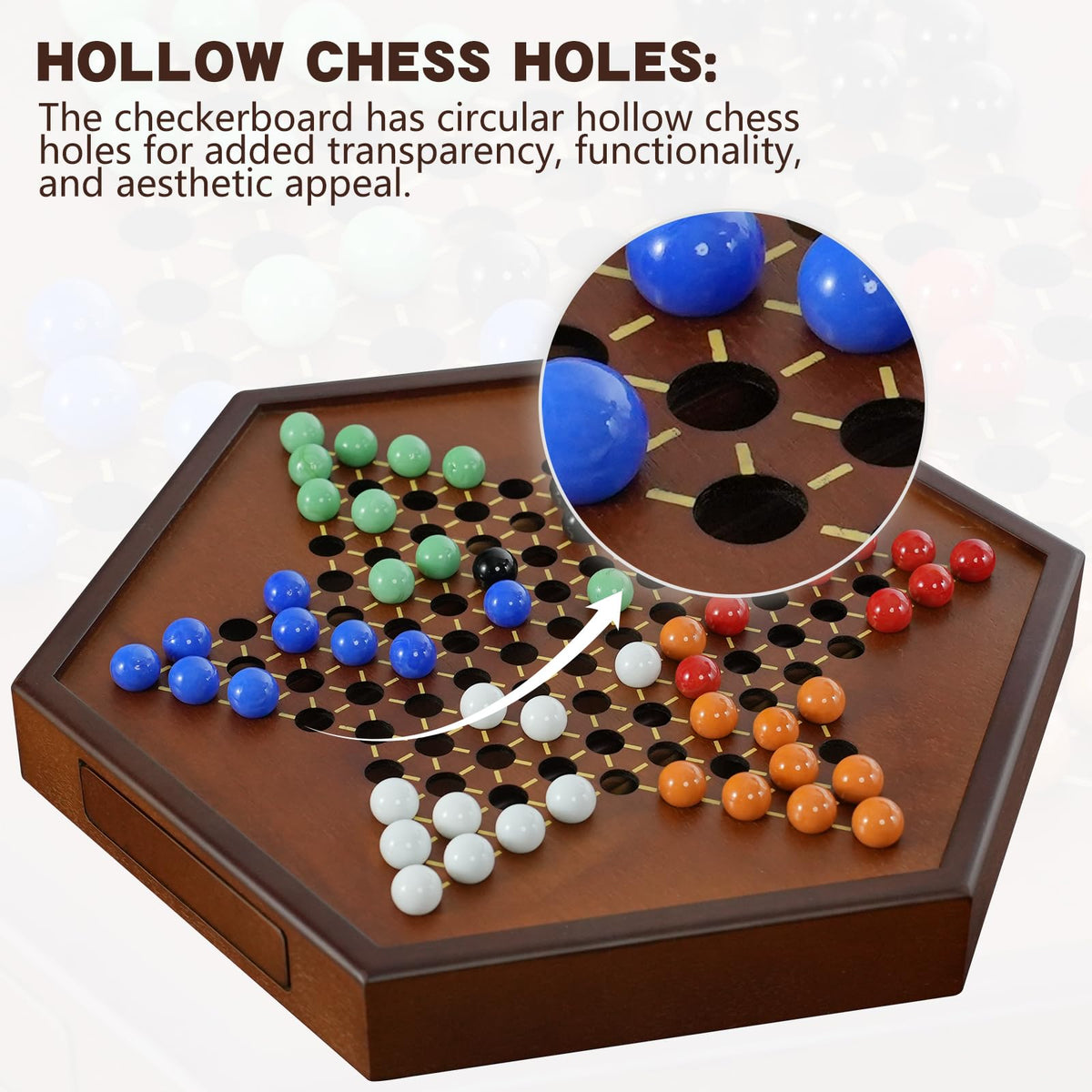 DecoWoodo edge-bound board prevents marbles from slipping for smoother turns.