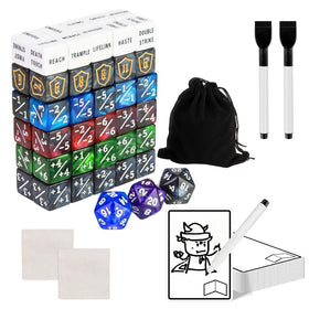 DEDC 115-piece MTG dice set close-up with colorful counters for quick reads.