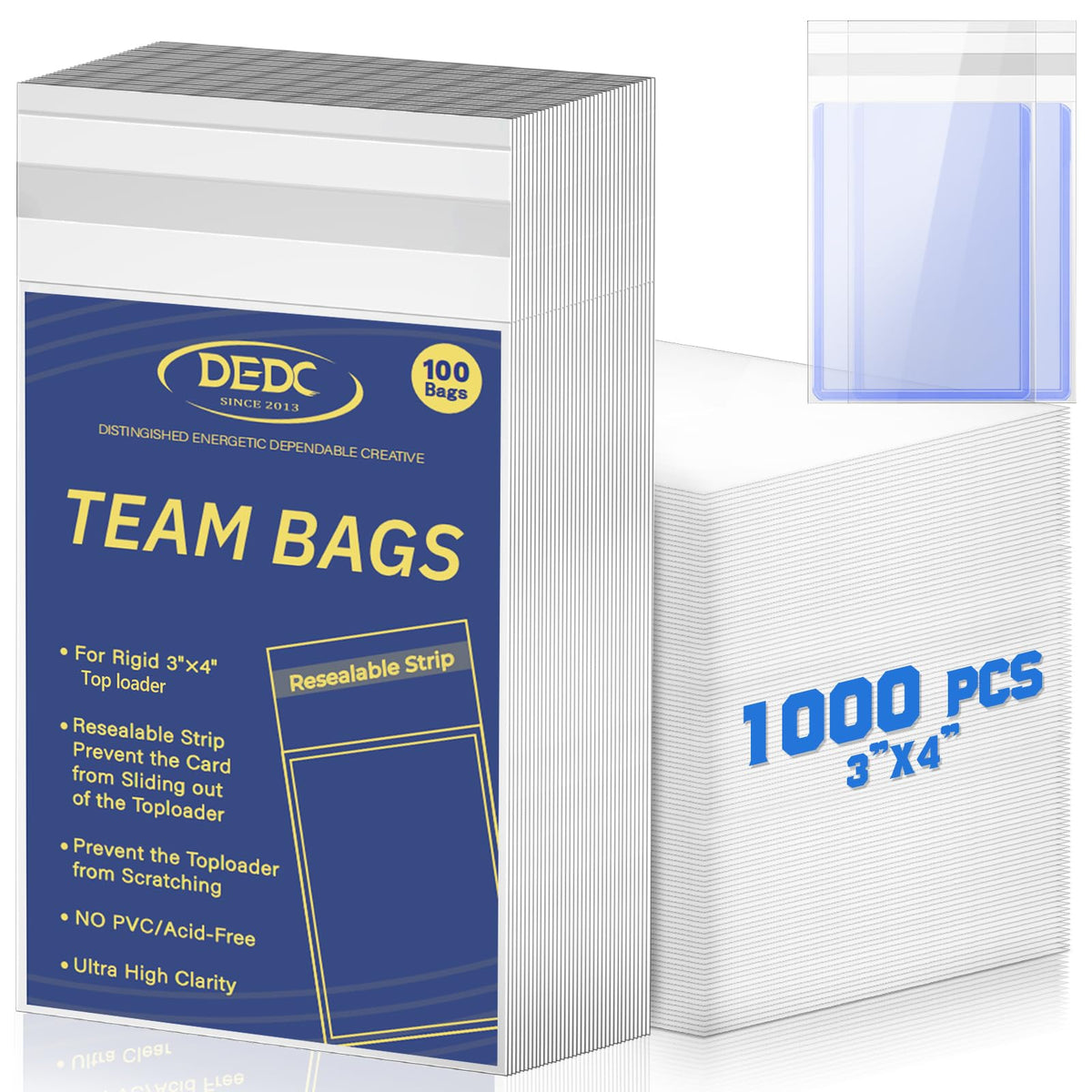 DEDC card sleeves 3x4 size protect and display trading cards clearly