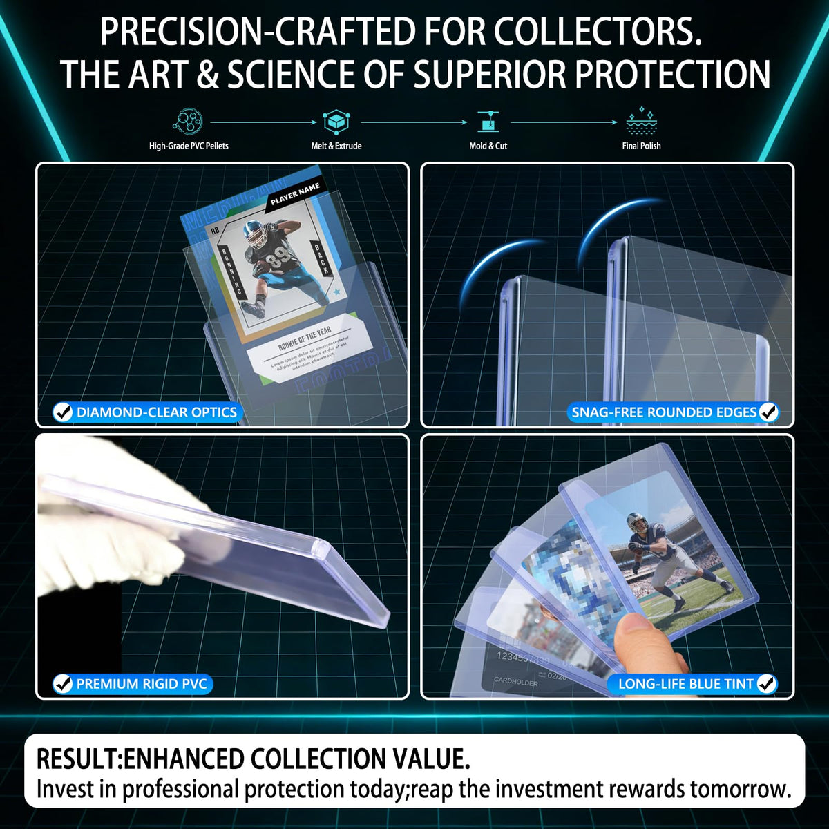 DEDC precision-fit thick card sleeves ensure smooth insertion without edge whitening