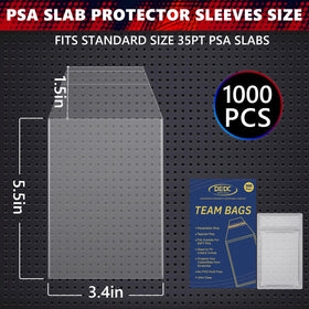 Closeup of DEDC slab sleeve with transparent front for easy viewing