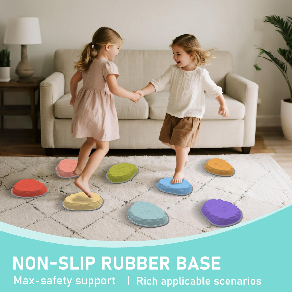 DEDOO indoor-outdoor obstacle setup promotes cooperative play and imagination.