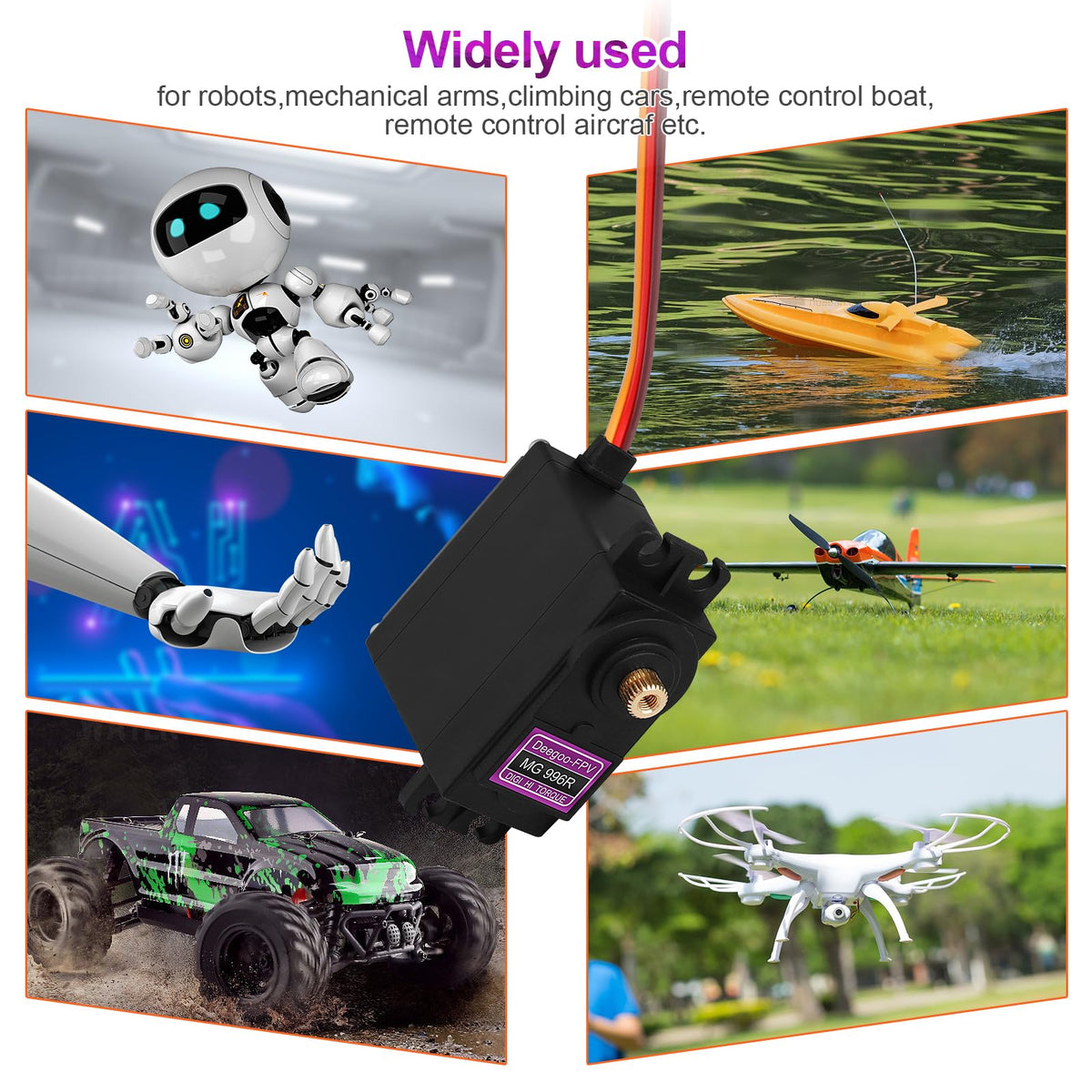 Stable power setup with external adapter for Deegoo-FPV MG996R servo.
